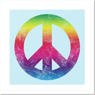 RETRO RAINBOW PEACE SIGN Posters and Art